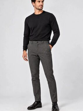 Alberto Yarn Dyed Check slim fit Check Dress Pants Charcoal W36 L34 NWT